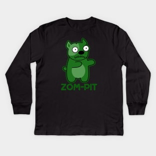 Zom-pit Cute Halloween Zombie Pit Bull Pun Kids Long Sleeve T-Shirt